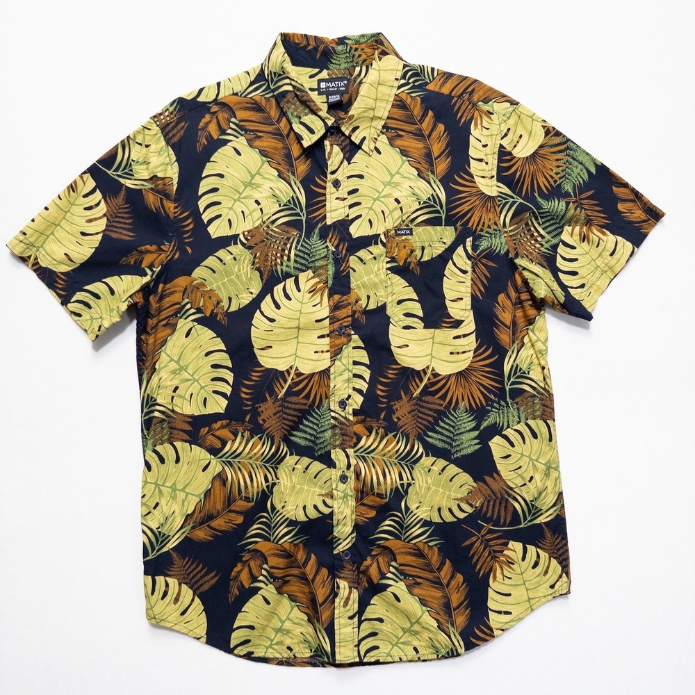 Matix Floral Print Hawaiian Shirt Mens‎ XL Short Sleeve Button Up